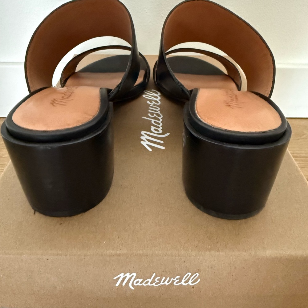 Madewell Kiera Black Leather Block Heel Sandals - Picture 6 of 7